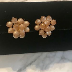 3/$20 Vtg Gold Tone Faux Pearl Cluster Clip On Earrings
